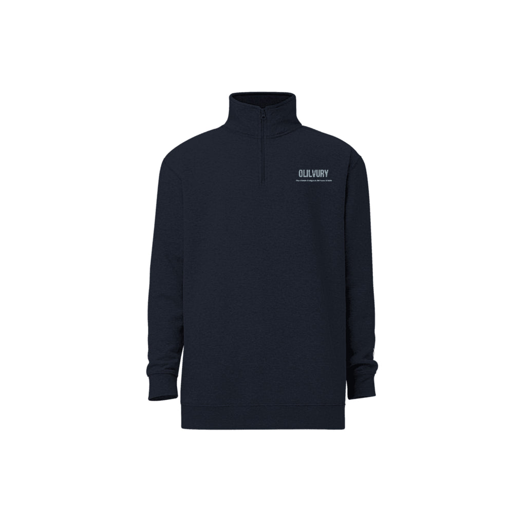 Olilvury Sweatshirt with 1/4 Zipped High Collar (Navy Mottled)