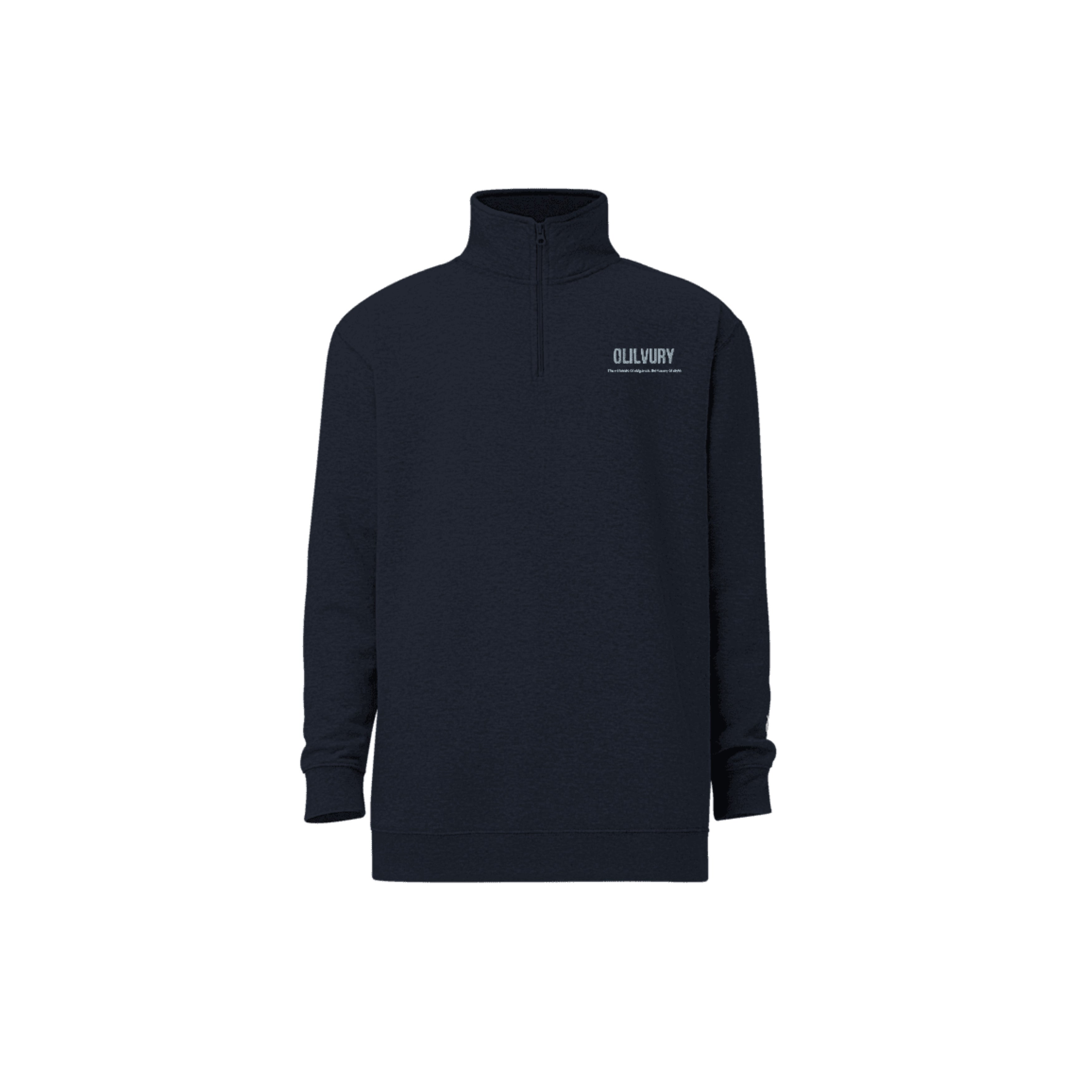 Olilvury Sweatshirt with 1/4 Zipped High Collar (Navy Mottled)