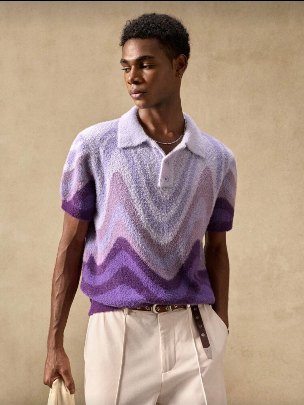 Olilvury Business Casual Men's Casual Loose Knit Short Sleeve Elastic