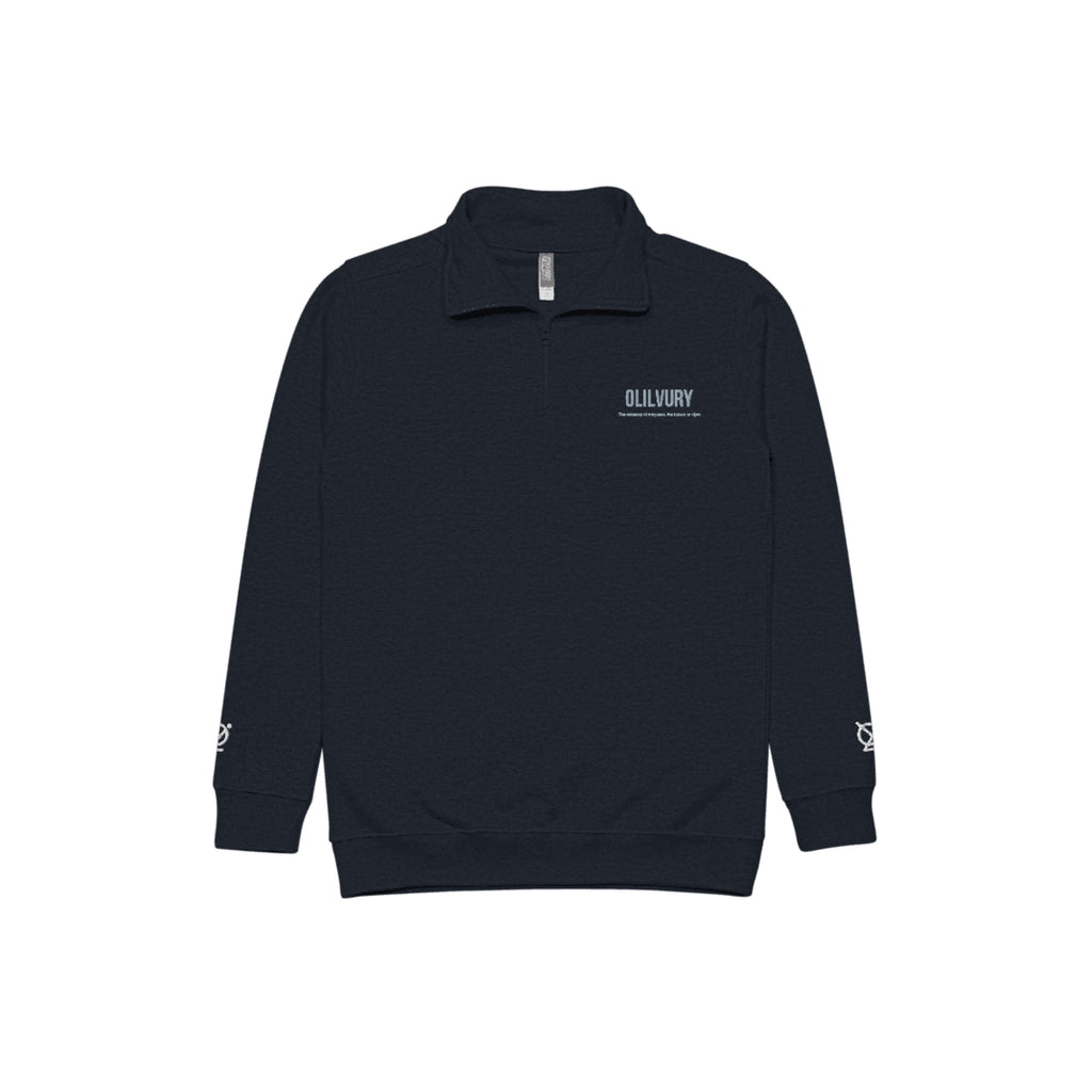 Olilvury Sweatshirt with 1/4 Zipped High Collar (Navy Mottled)
