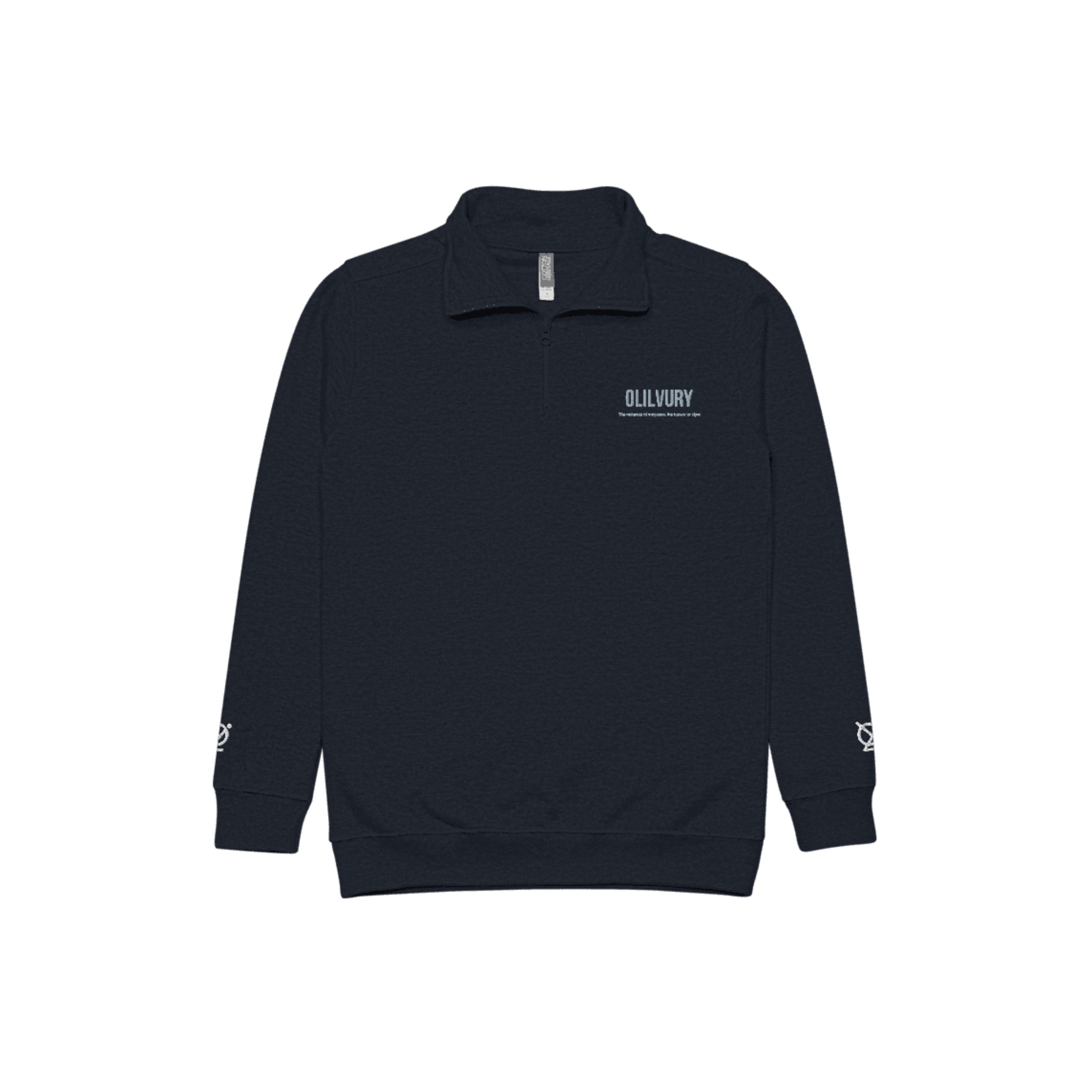 Olilvury Sweatshirt with 1/4 Zipped High Collar (Navy Mottled)
