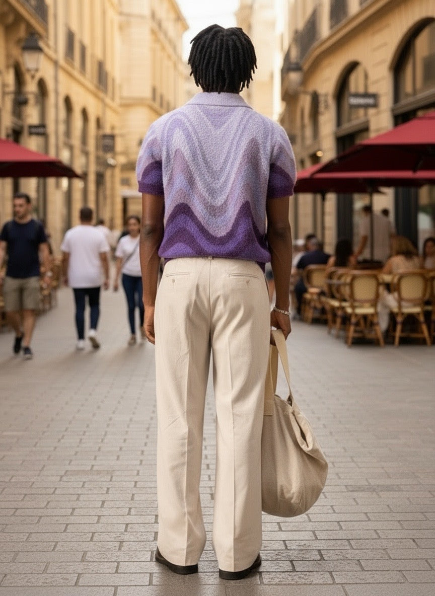 Olilvury Business Casual Men's Casual Loose Knit Short Sleeve Elastic