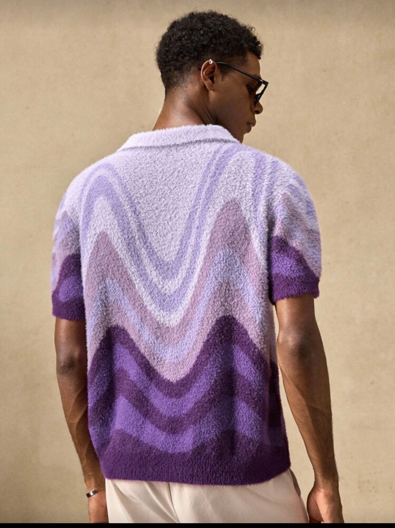 Olilvury Business Casual Men's Casual Loose Knit Short Sleeve Elastic